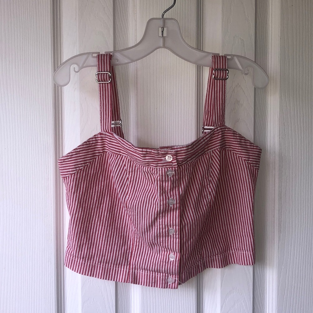 Brandy Melville red & white striped crop top tank